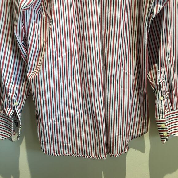 Alabama Football Crimson Tide Button Down Shirt Men's Medium Striped Flip Cuffs - Picture 11 of 12